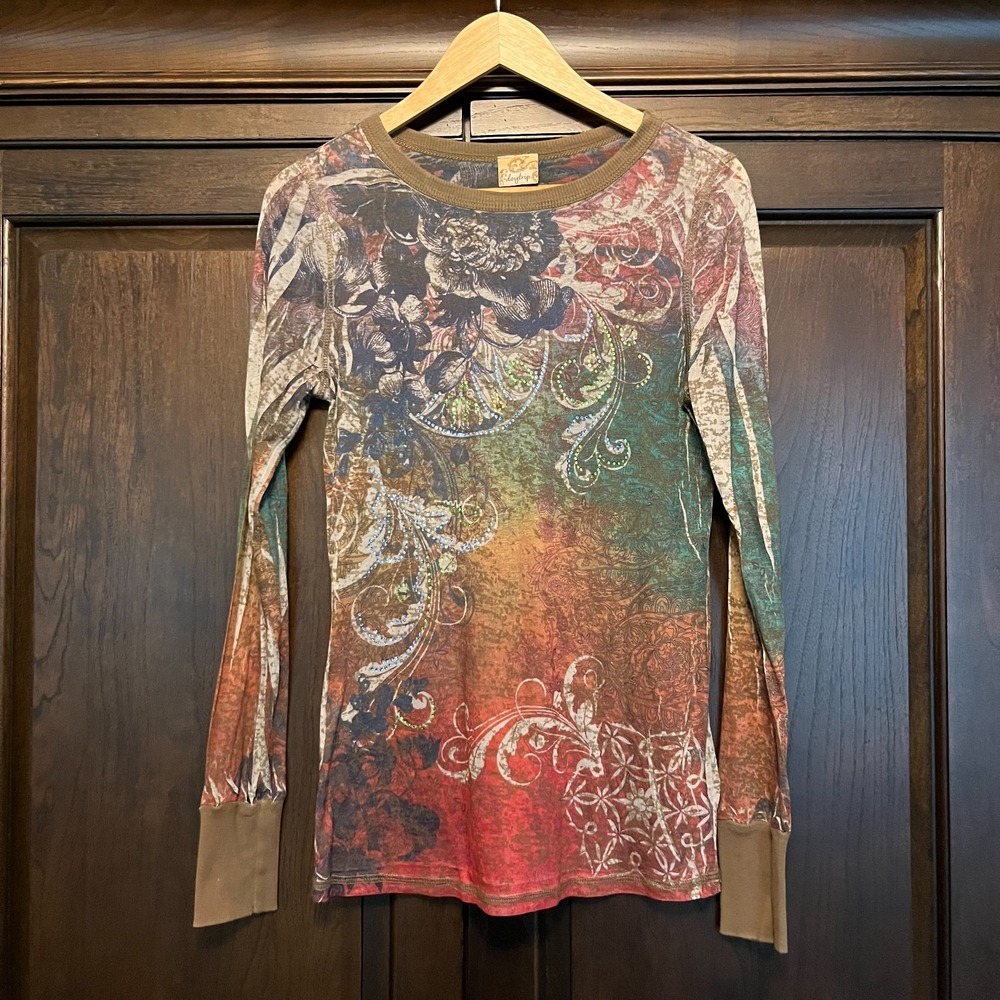 Daytrip Burnout T-shirt Juniors Sz M Bling Y2K Indie Sleeze Semi Sheer USA Made